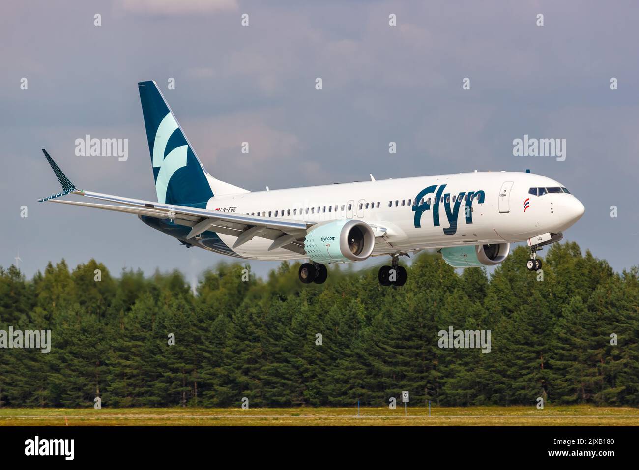 Oslo, Norvège - 15 août 2022 : Boeing 737 MAX 8 de Flor à l'aéroport d'Oslo (OSL) en Norvège. Banque D'Images