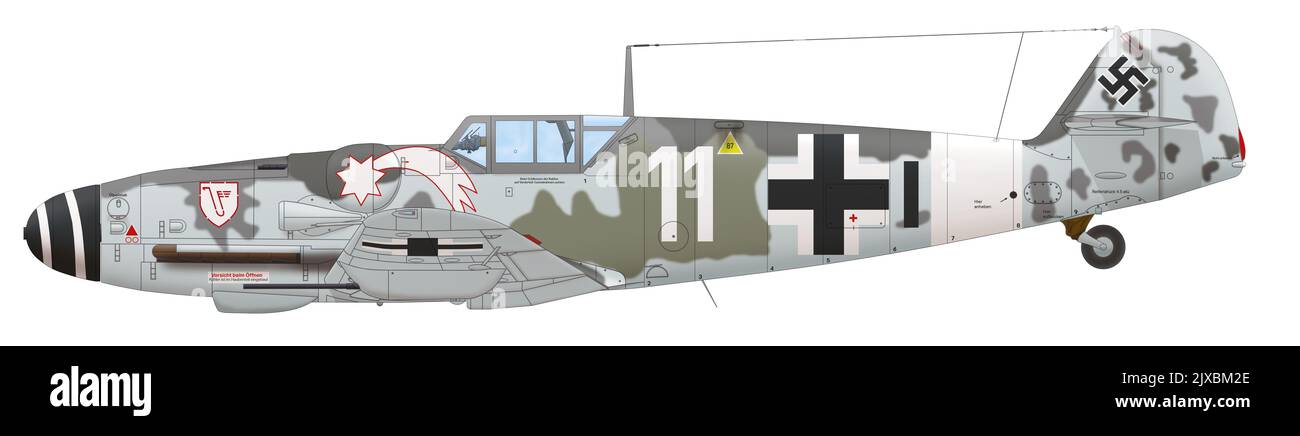 Messerschmitt BF 109G-6 du JG 3 affecté à la défense aérienne du Reich, fin 1943 Banque D'Images