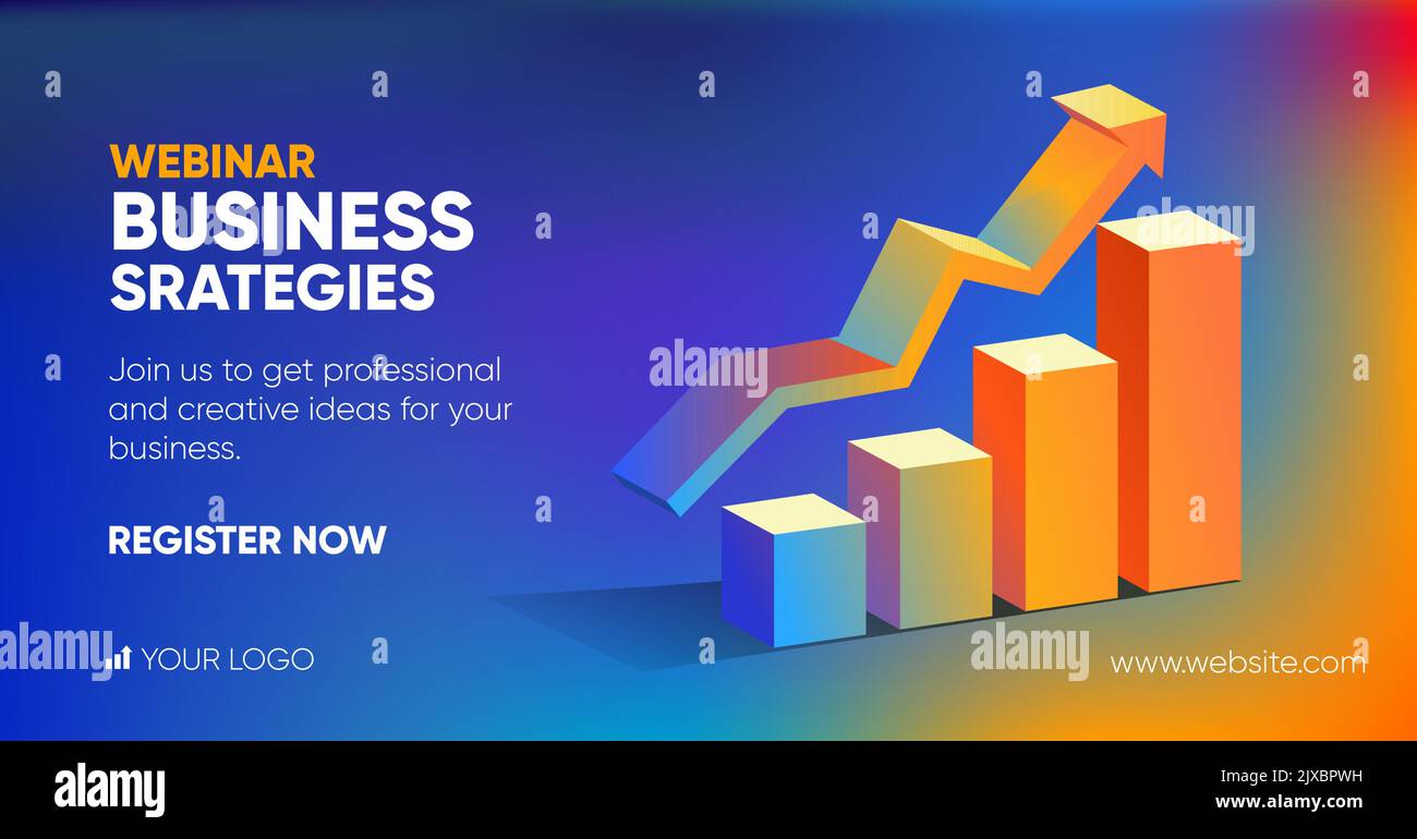 Modèle de publication sur les réseaux sociaux de webinaire d'entreprise avec illustration. Arrière-plan et illustration pour les médias sociaux, conception de bannières en vecteur. Illustration de Vecteur