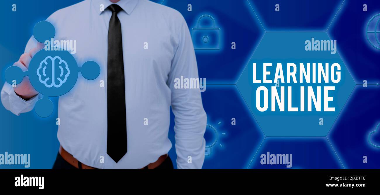 Écriture affichage de texte apprentissage OnlineLearn quelque chose de nouveau avec l'aide d'Internet et de la technologie. Mot écrit sur apprendre quelque chose de nouveau avec l'aide Banque D'Images