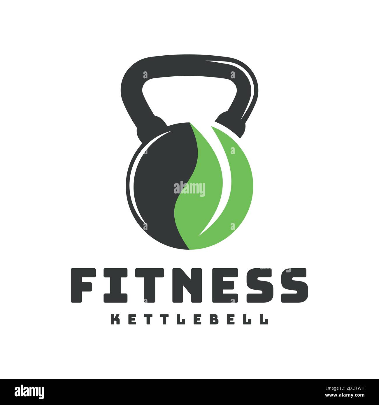 Logo combiné de feuilles de cloche de bouilloire, équipement de fitness, modèle, symbole, icône Illustration de Vecteur