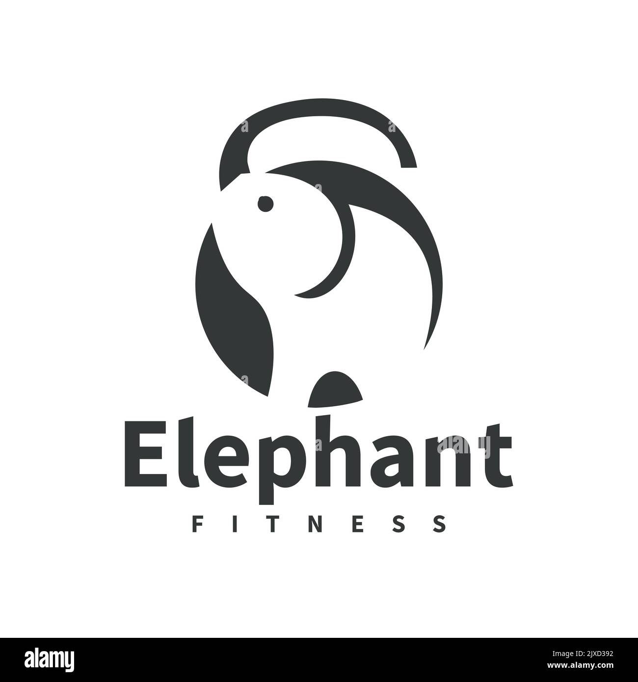 Illustration du logo de la cloche de la bouilloire éléphant combinaison de vecteur de forme physique du tronc éléphant, symbole, modèle, icône, Illustration de Vecteur