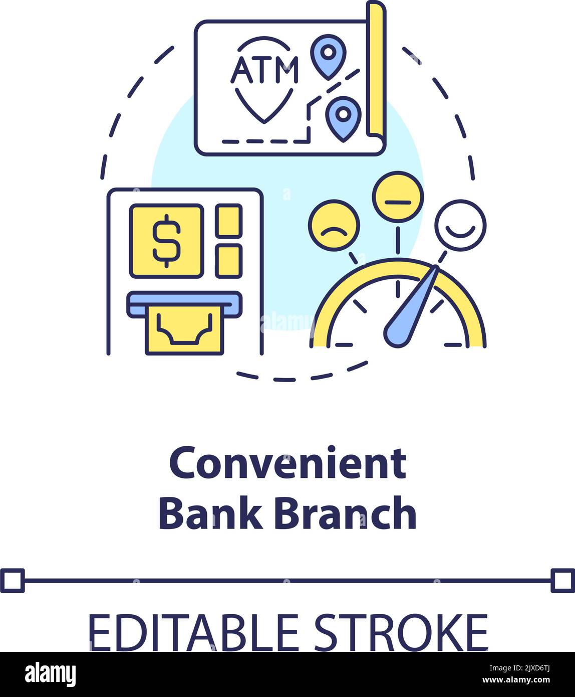 Icône de concept de succursale de banque pratique Illustration de Vecteur