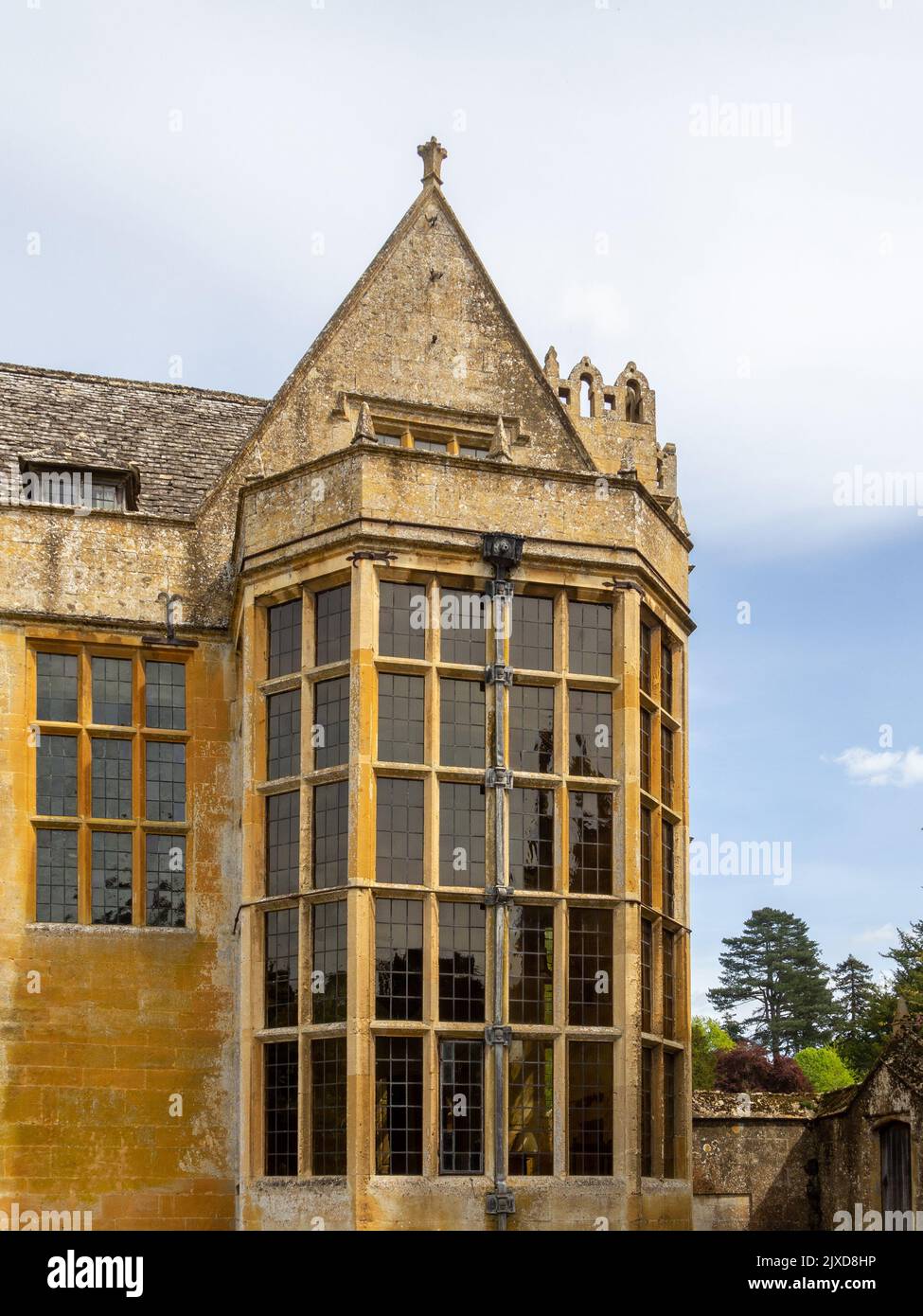 Extérieur de Stanway House, manoir de Jacobean du 16th siècle, Stanway, Cotswolds, Gloucestershire Banque D'Images