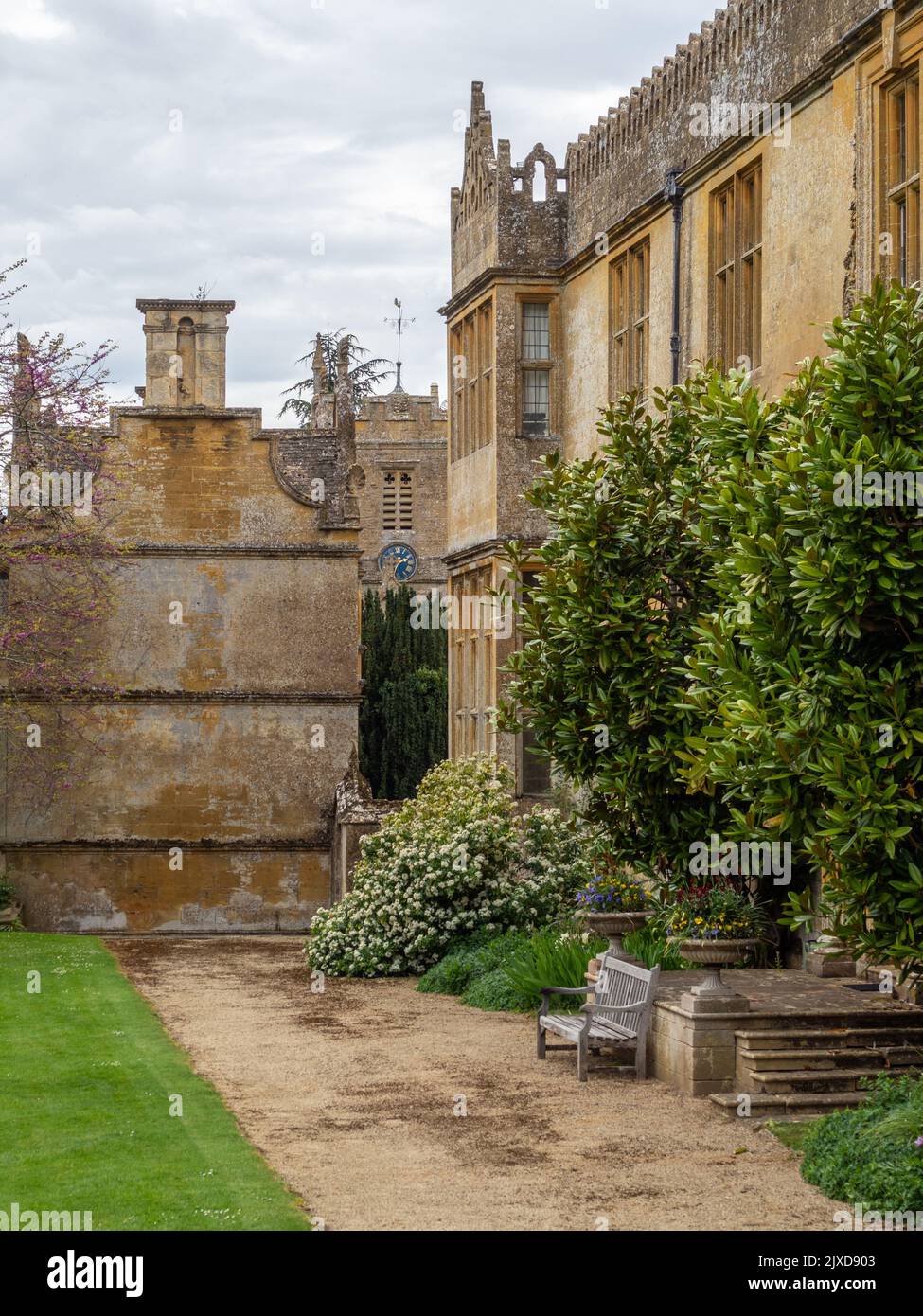 Extérieur de Stanway House, manoir de Jacobean du 16th siècle, Stanway, Cotswolds, Gloucestershire Banque D'Images