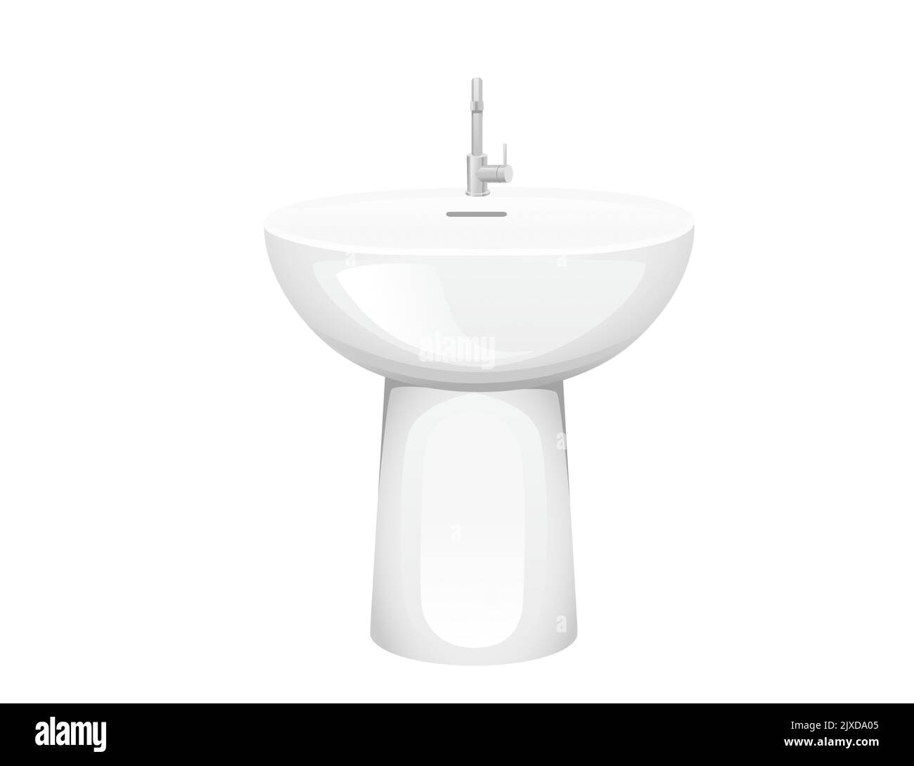 Évier moderne en céramique avec robinet en acier inoxydable illustration vectorielle isolée sur fond blanc équipement ménager pour la cuisine ou la salle de bains Illustration de Vecteur