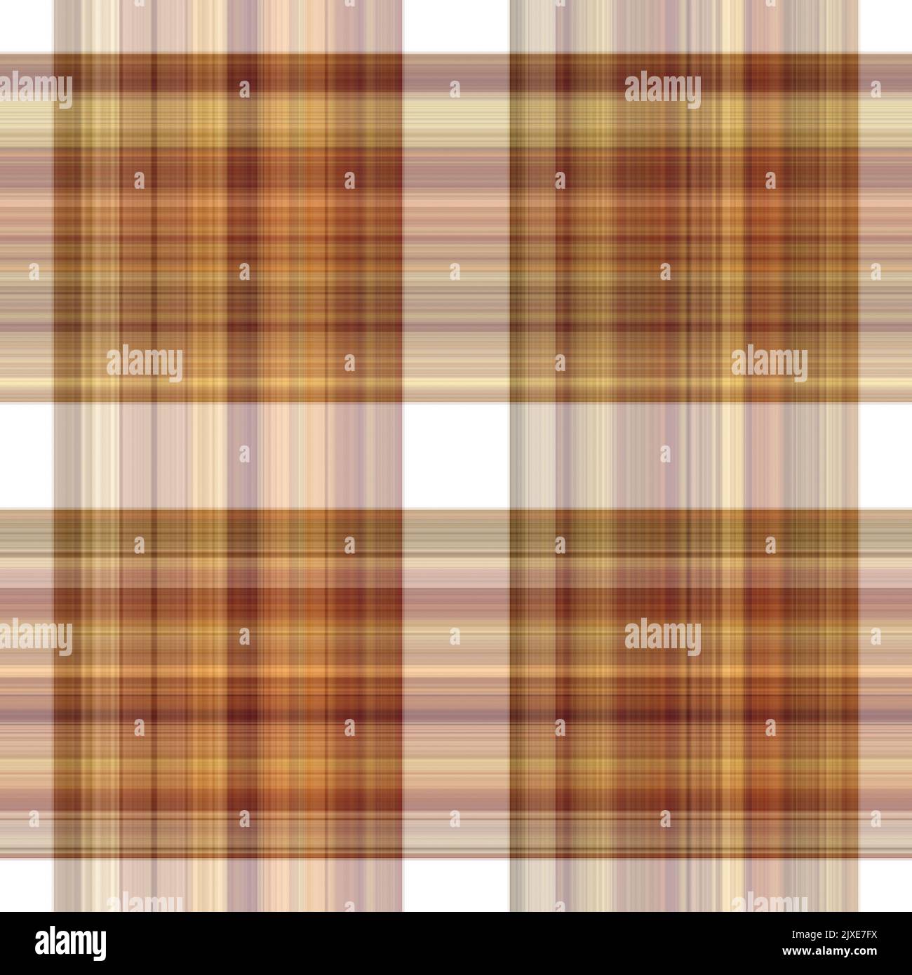 Tissu écossais blanc forêt à motif sans couture. Motif écossais de forêt automnale ton sur ton avec texture organique. Arrière-plan de bande orange pour papier peint rugueux. Banque D'Images