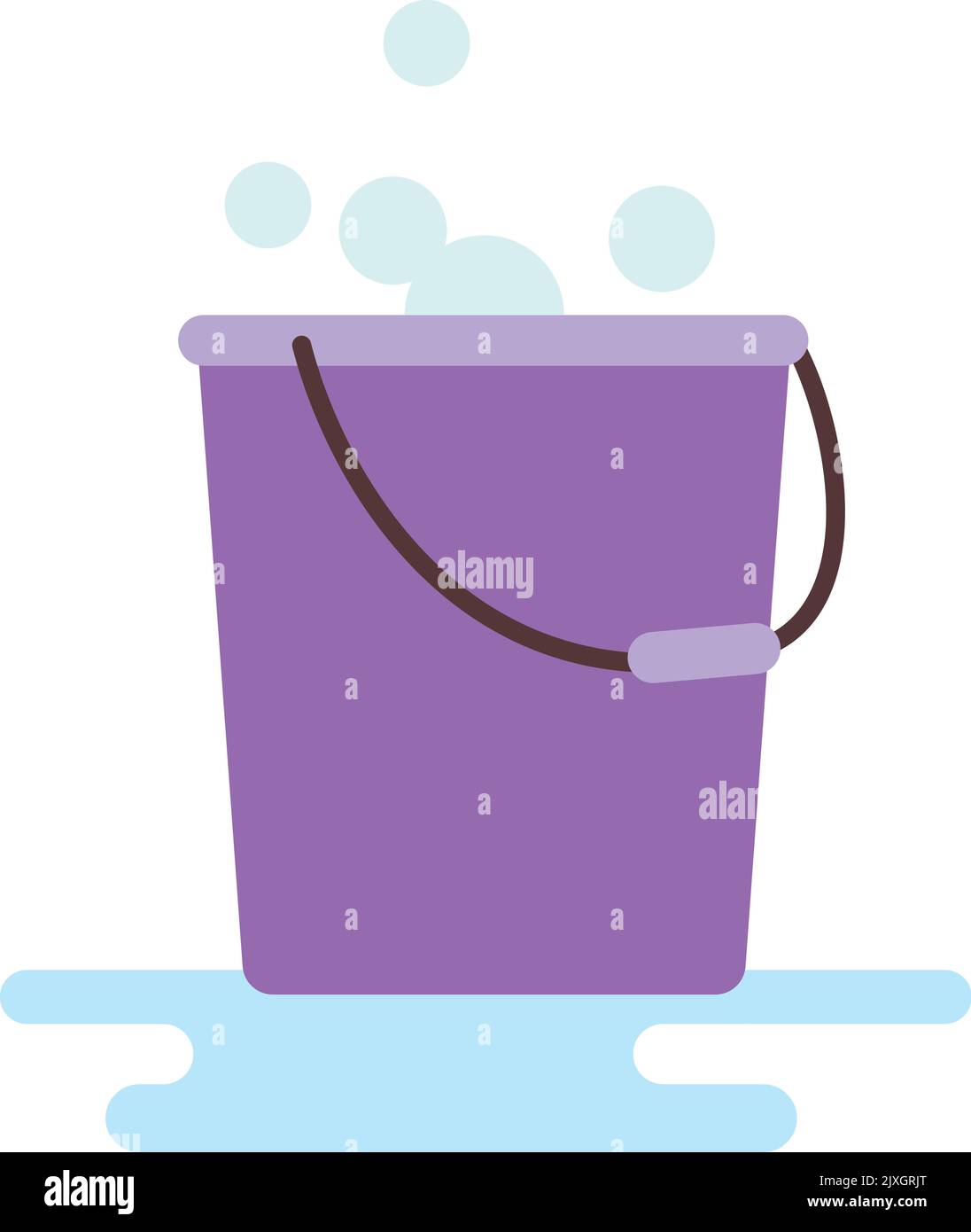 Icône de nettoyage de la maison. Seau en plastique avec bulles de savon Illustration de Vecteur