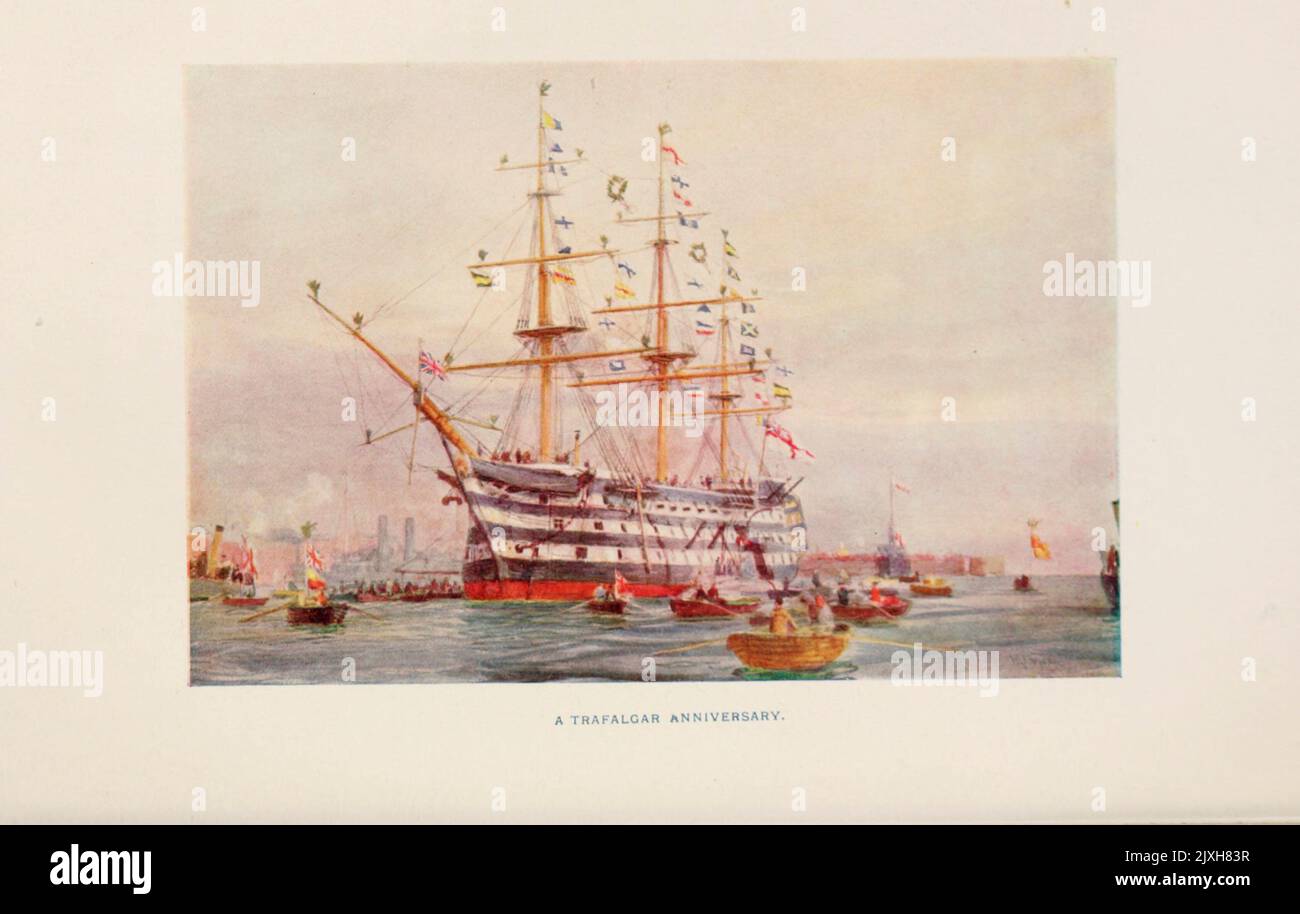 Un ANNIVERSAIRE DE TRAFALGAR tiré des photos de William Lionel Wyllie dans le livre « The British Battle Fleet; sa création et sa croissance au cours des siècles jusqu'à aujourd'hui » Banque D'Images