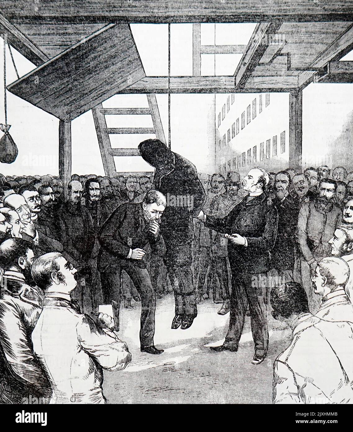 Illustration de l'exécution de Charles J. Guiteau (1841-1882), écrivain et avocat américain reconnu coupable de l'assassinat du président James A. Garfield. Daté du 19th siècle Banque D'Images