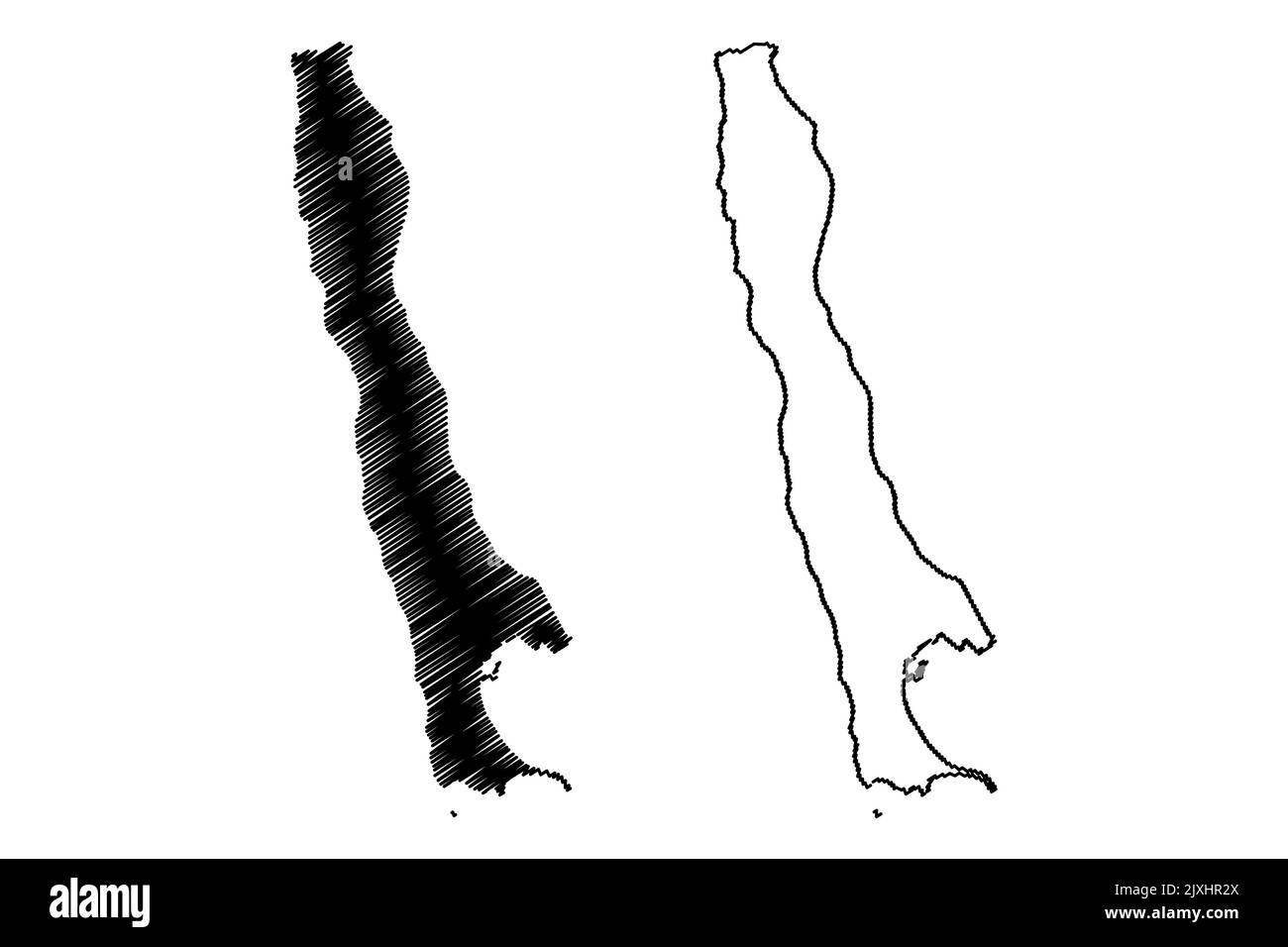 Illustration vectorielle de la carte de Garden Island (Australie occidentale, Commonwealth d'Australie, océan Indien), schéma de scribble carte Meandup ou Meeandip Illustration de Vecteur