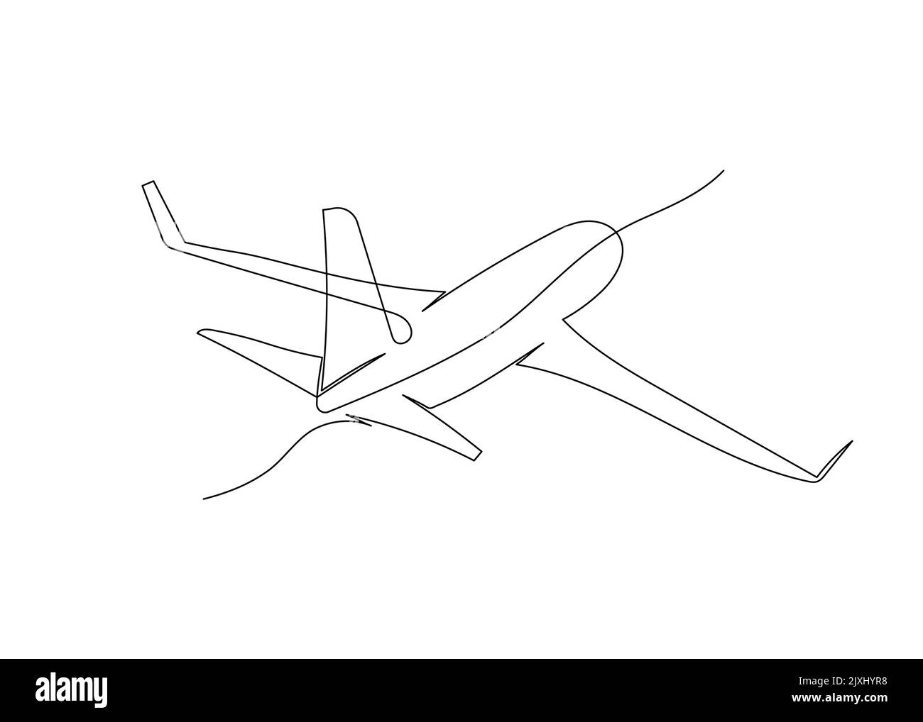 Dessin de ligne continu d'un avion. Minimalisme art. Illustration de Vecteur
