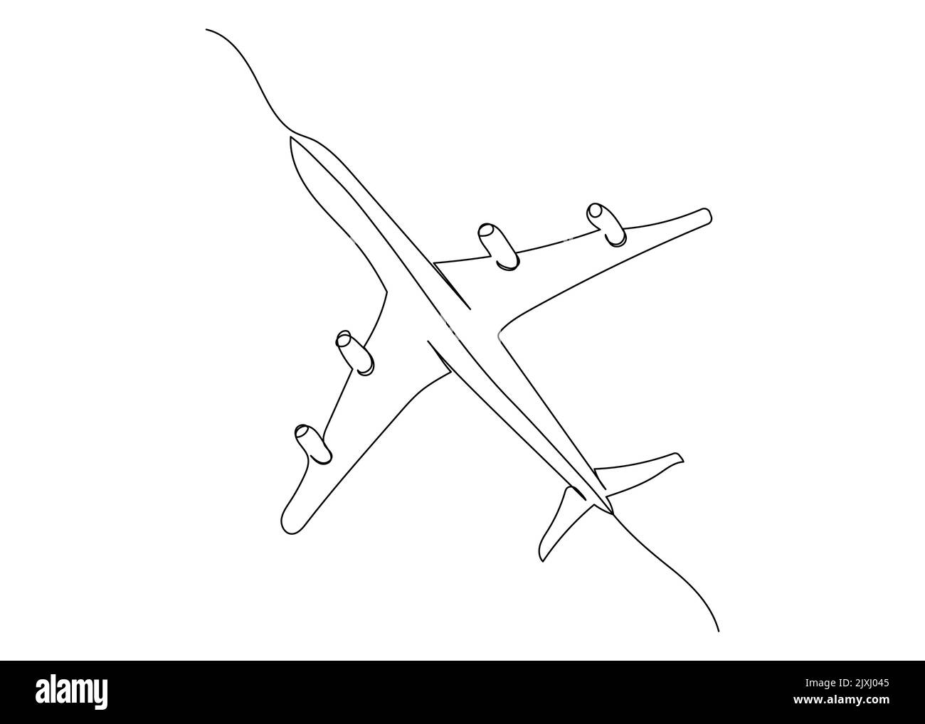Dessin de ligne continu d'un avion. Minimalisme art. Illustration de Vecteur