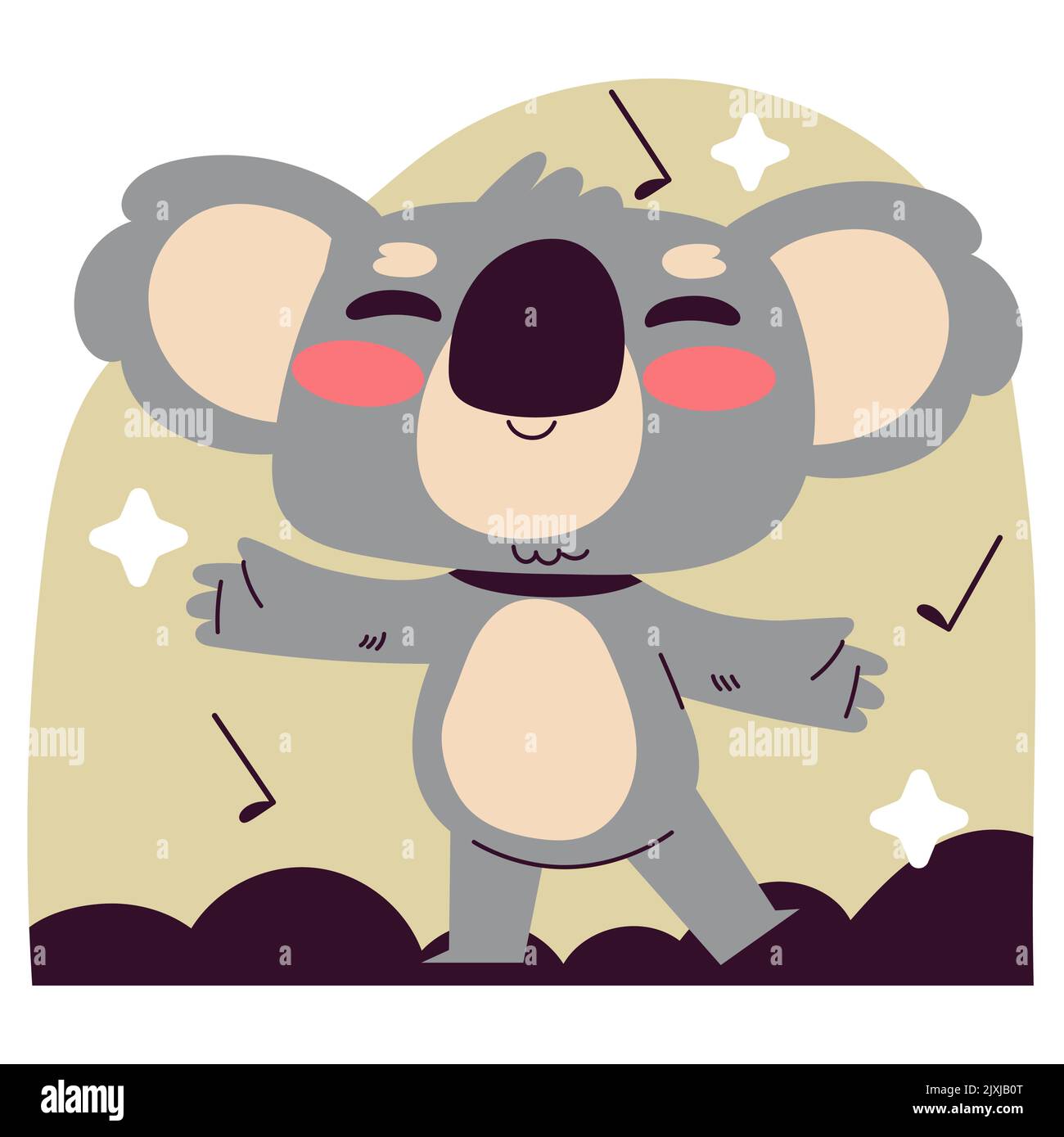 Dessin main dessin dessin animé naïf koala sticker set Illustration vectorielle. Illustration de Vecteur