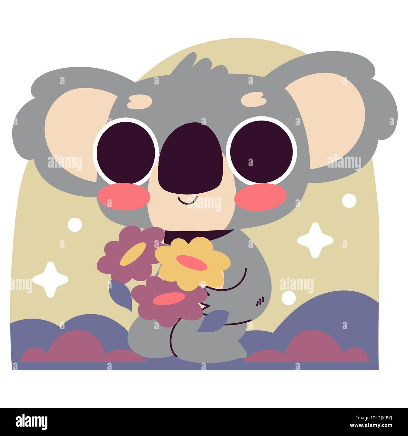 Dessin main dessin dessin animé naïf koala sticker set Illustration vectorielle. Illustration de Vecteur