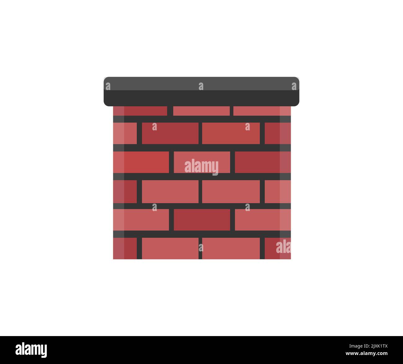 Cheminée en brique d'argile isolée, préparation pour le design du logo de concept d'hiver. Toit, cheminée en brique rouge, industrie de la construction et matériaux de construction. Propriété. Illustration de Vecteur