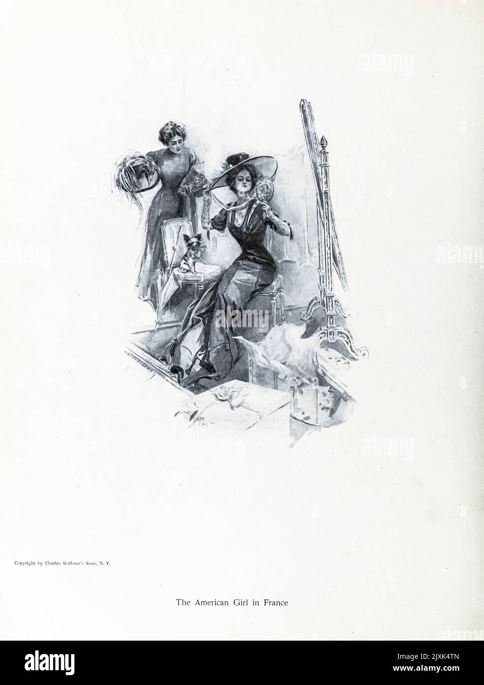 The American Girl in France d'après le livre « Fair Americans » de Fisher, Harrison, 1875-1934 Date de publication 1911 Éditeur New York, Scribner crayon sur papier Banque D'Images
