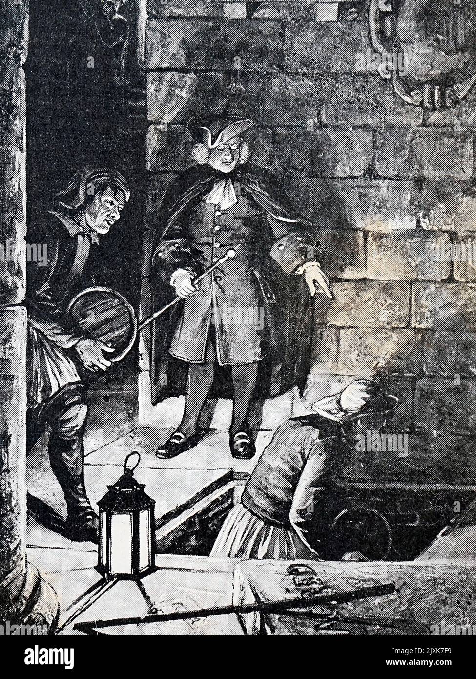 Illustration représentant des passeurs qui cachent leur cargaison. Daté du 19th siècle Banque D'Images