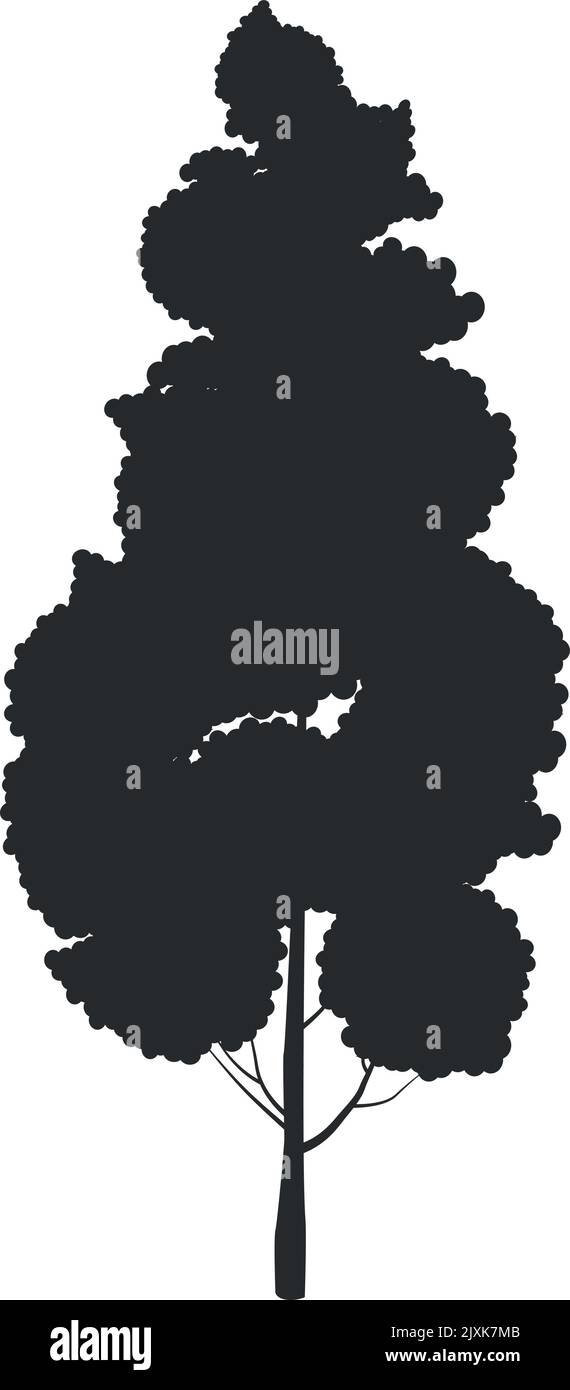 Park Tree silhouette noire. Park Botanical Element Illustration de Vecteur