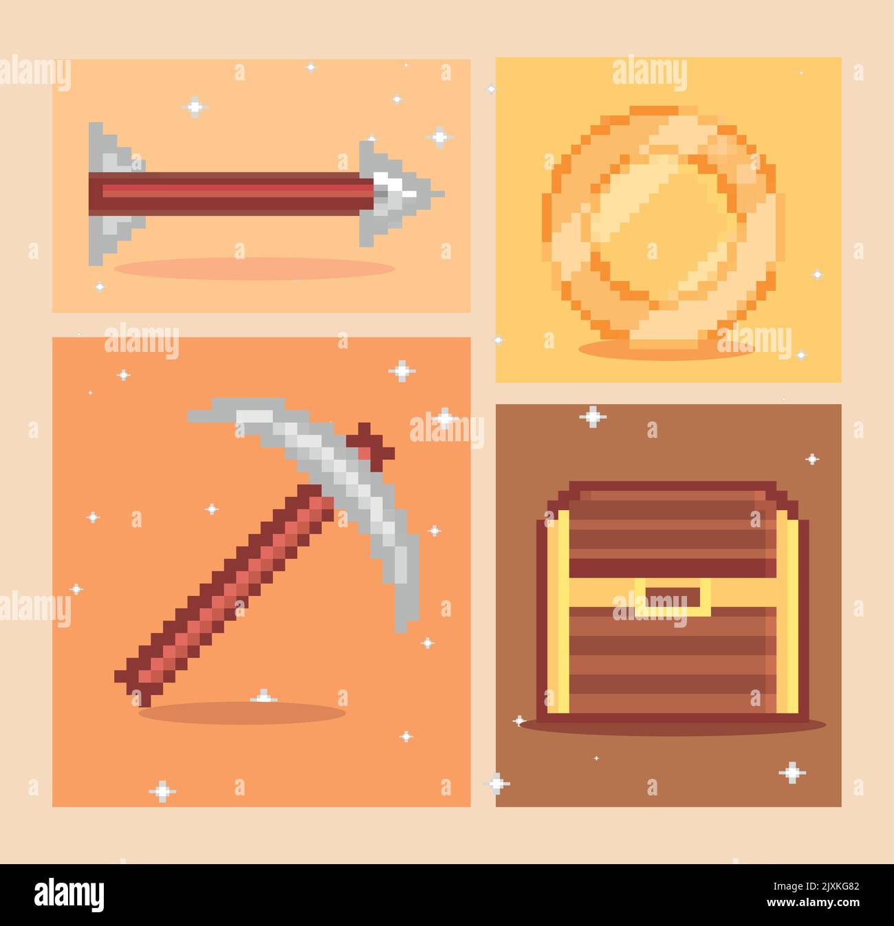 pixel art, jeu d'icônes Illustration de Vecteur