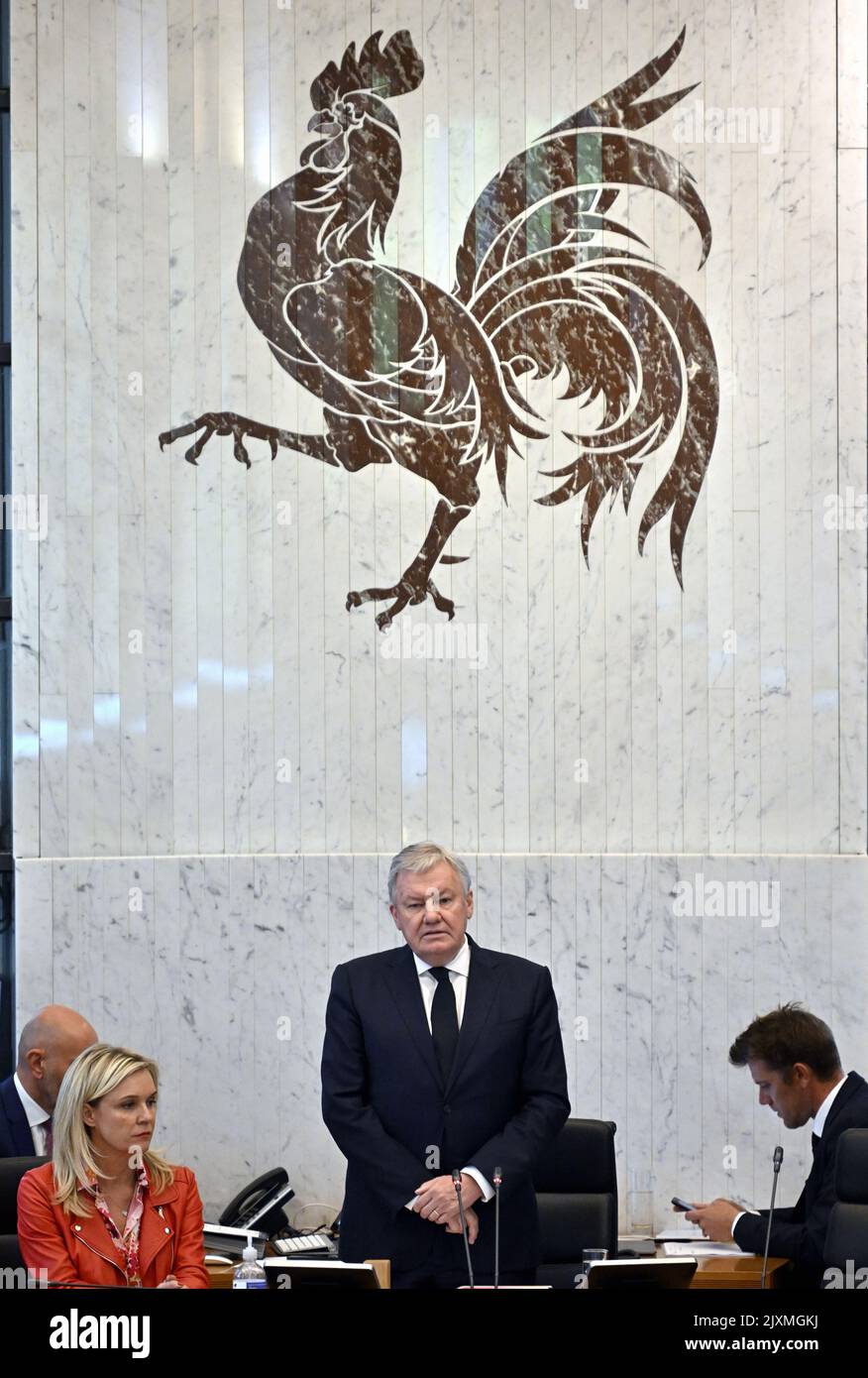 Jean-Claude Marcourt, président du Parlement wallon en photo lors d'une session plénière du Parlement wallon à Namur, le mercredi 07 septembre 2022. BELGA PHOTO ERIC LALMAND Banque D'Images