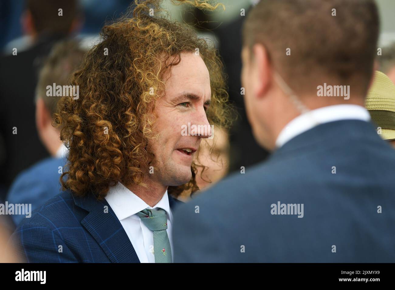 L'entraîneur Ciaron Maher (à gauche) est vu dans la cour de montage après Jockey Mark Zahra rode Al Galayel à la victoire dans la course 2, la Fondation lutte contre le cancer handicap pendant la journée de course de la Fondation MRC de la Banque Bendigo de Malvern est à l'hippodrome de Caulfield à Melbourne, samedi, 22 septembre 2018. (Image AAP/James Ross) Banque D'Images