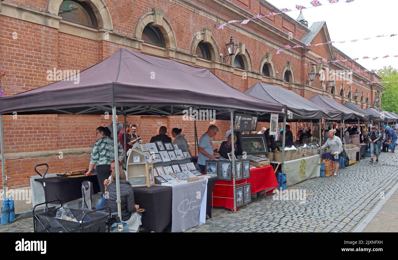 Marché extérieur Crewe, à Hill Street, Cheshire, Angleterre, Royaume-Uni, CW1 Banque D'Images