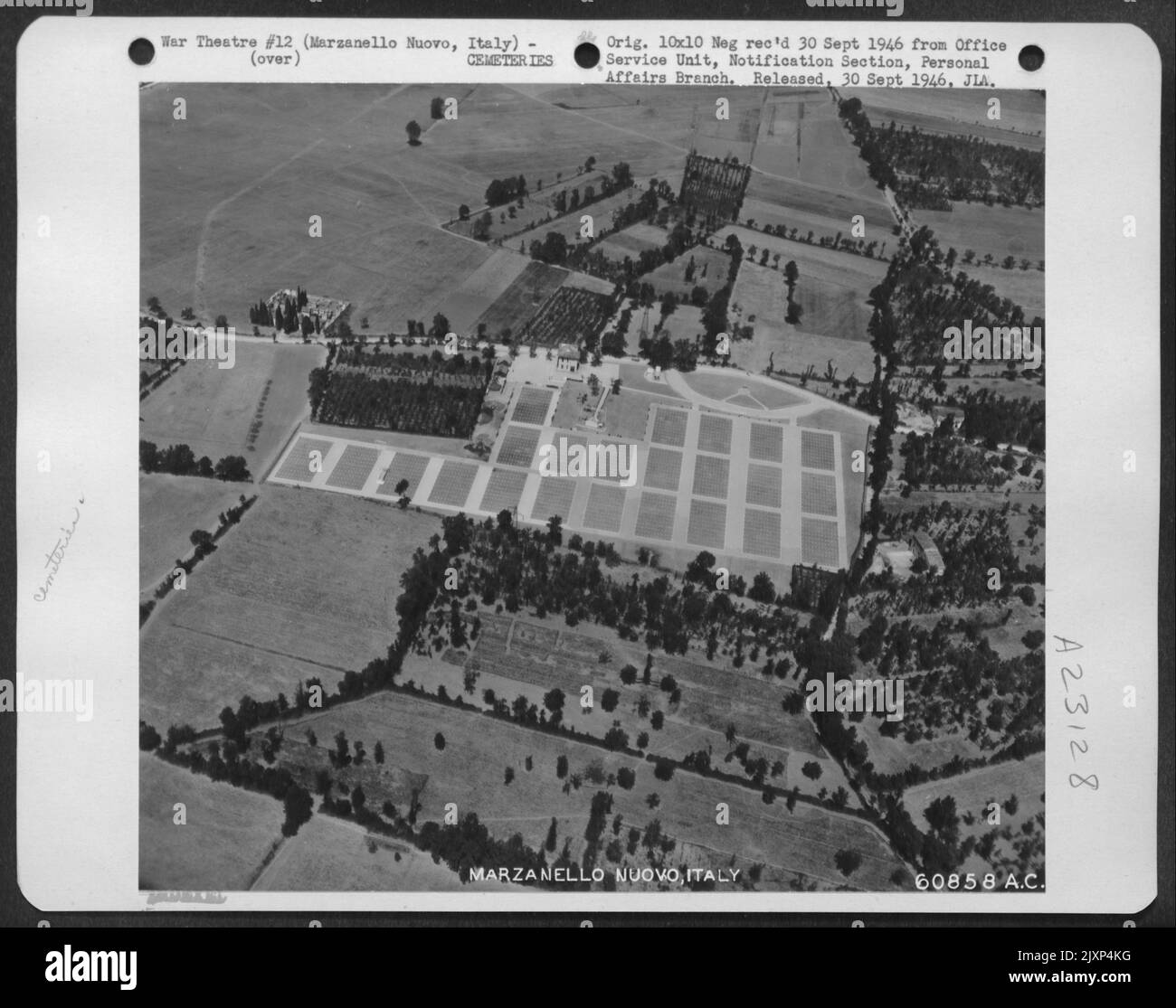 Cimetière militaire américain à Marzanello Nuovo, Italie. Le premier soldat américain a été enterré ici le 6 novembre 1943. Banque D'Images
