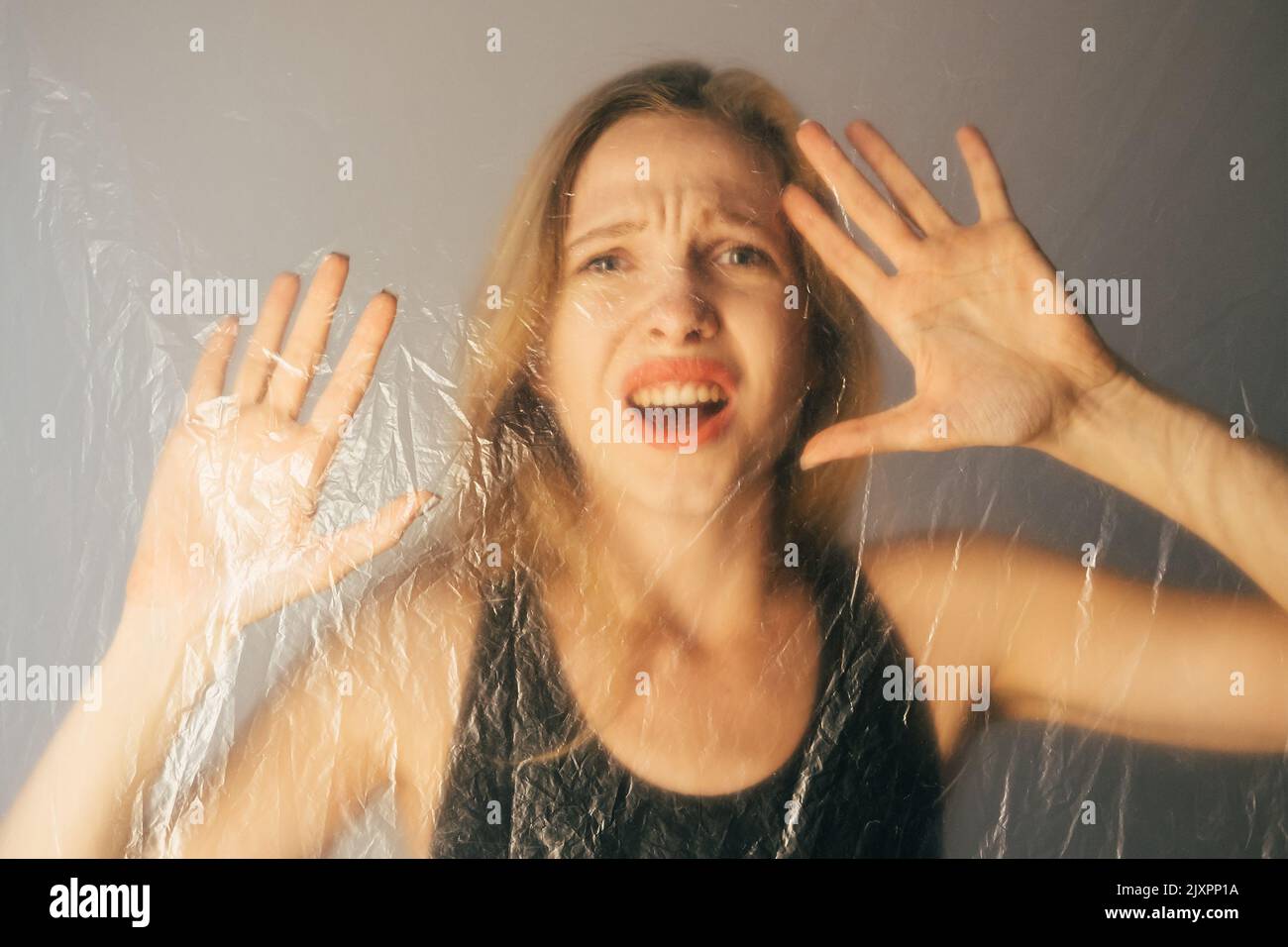la violence faite aux femmes a défoqué la protection de la femme Banque D'Images