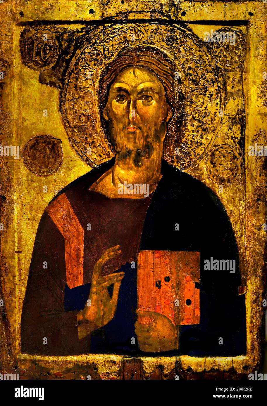 Christ Pantokrator - Pandokrator, 14th siècle, Musée byzantin et chrétien à Athènes, Banque D'Images