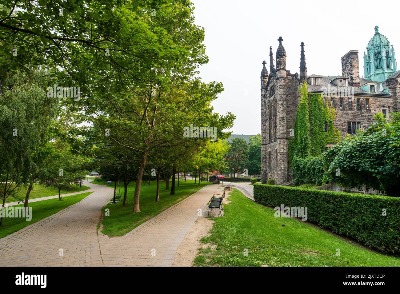 Promenade du philosophe, Université de Toronto. Trinity College. Toronto, Ontario, Canada. Banque D'Images