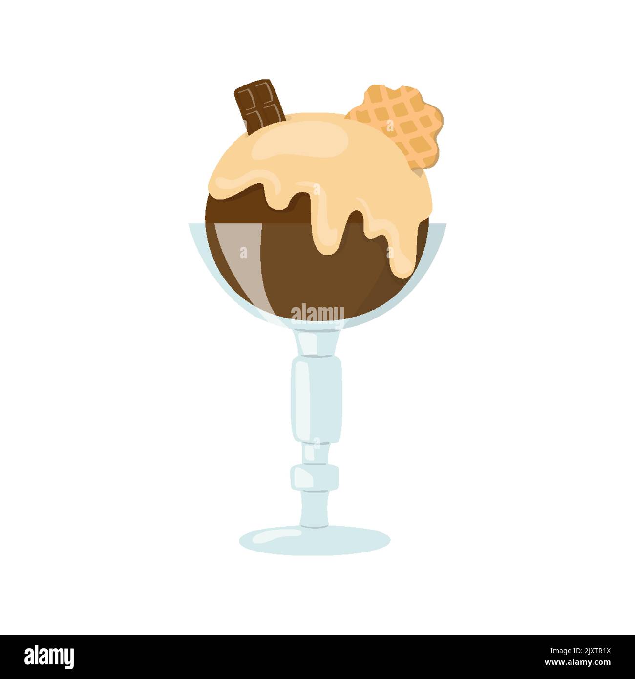 Gobelet en verre plat à biscuits au lait concentré Choco icecrame. Juteux chocolat frais biscuits été imprimer icône annonce décor enfant vacances doux dessert modèle menu maison étiquette métier artisanat isolé Illustration de Vecteur