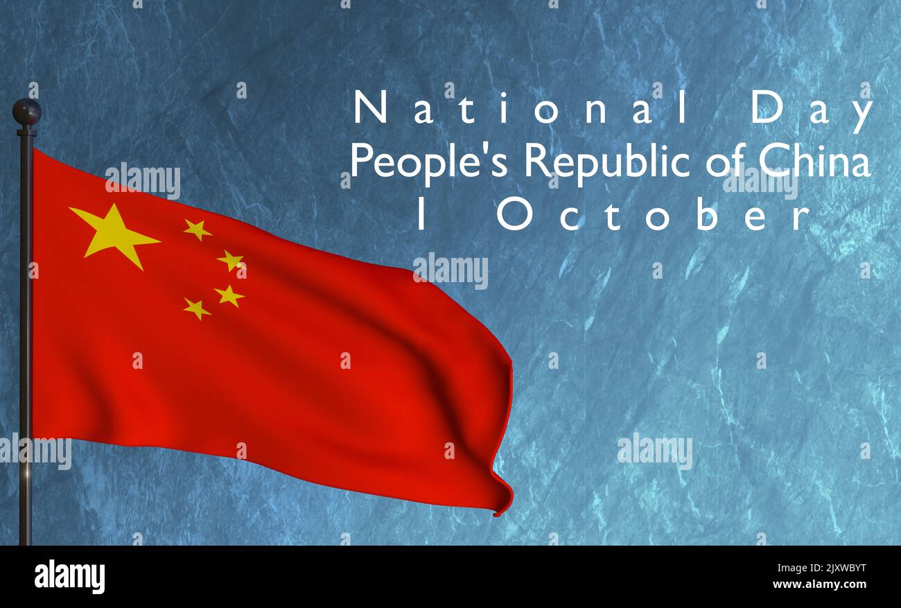 Bonne journée de la Chine, 1st octobre Journée nationale de la république populaire de Chine. Fête nationale de la Chine heureuse, célébration avec drapeau, 3D travaux et 3D ima Banque D'Images