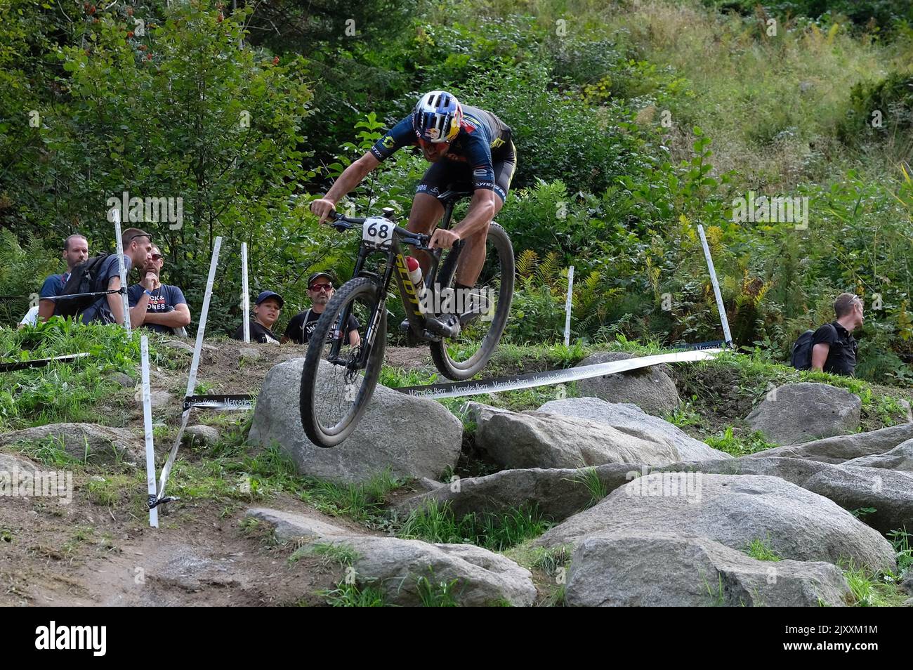 Val Di Sole, Italie. 04th septembre 2022. (68) Lars Forester (SUI) pendant la coupe du monde de vélo de montagne UCI - hommes - course olympique de cross-country, MTB - vélo de montagne à Val di Sole, Italie, 04 septembre 2022 crédit: Agence de photo indépendante / Alamy Live News Banque D'Images