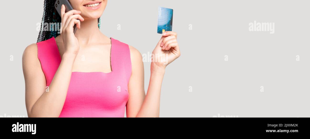 service bancaire centre d'appels femme carte de crédit Banque D'Images