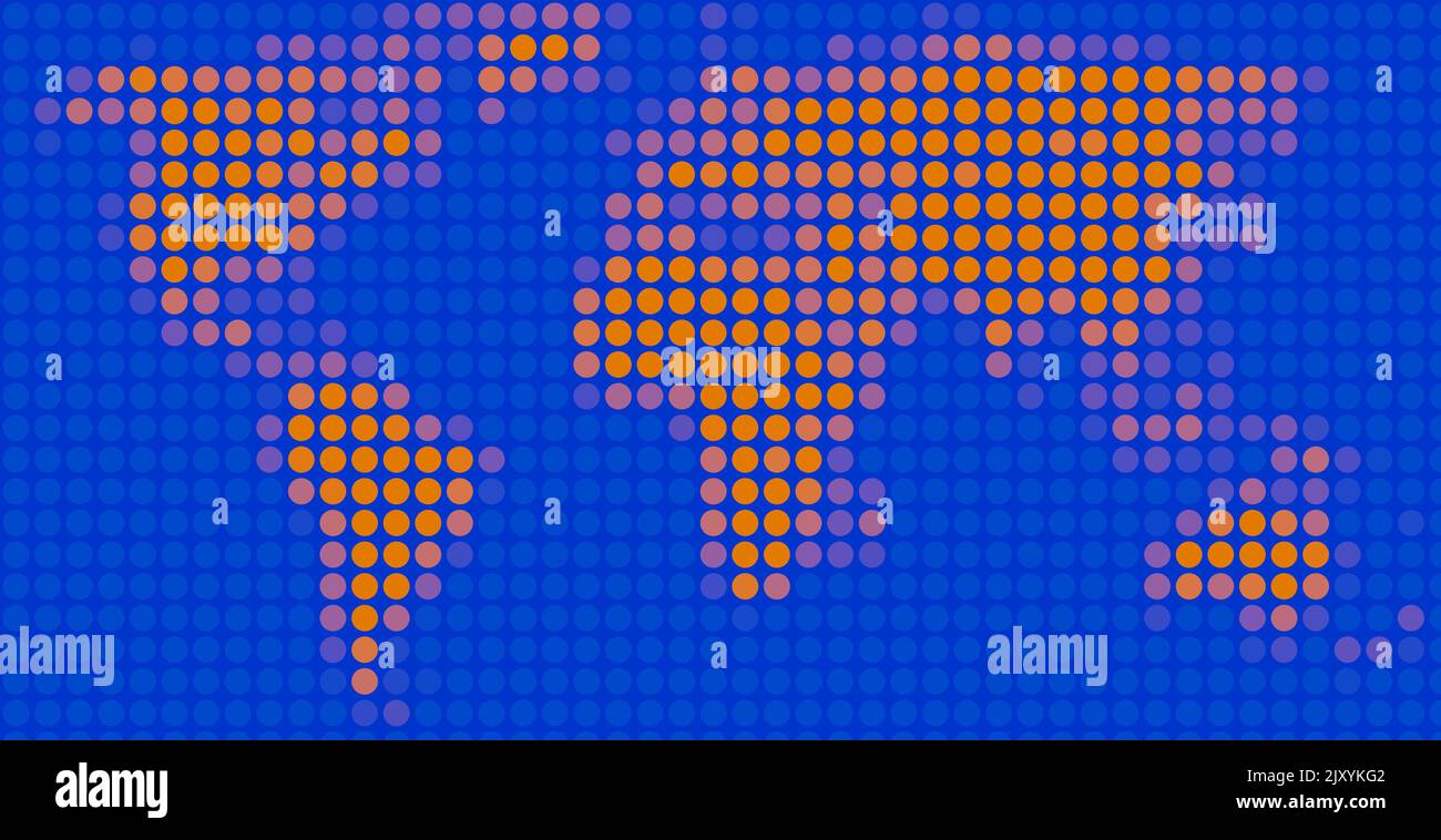 Bleu et orange Pixelated Word Map pour la présentation, l'impression, le web, etc. Bon pour l'arrière-plan et la texture aussi. Banque D'Images