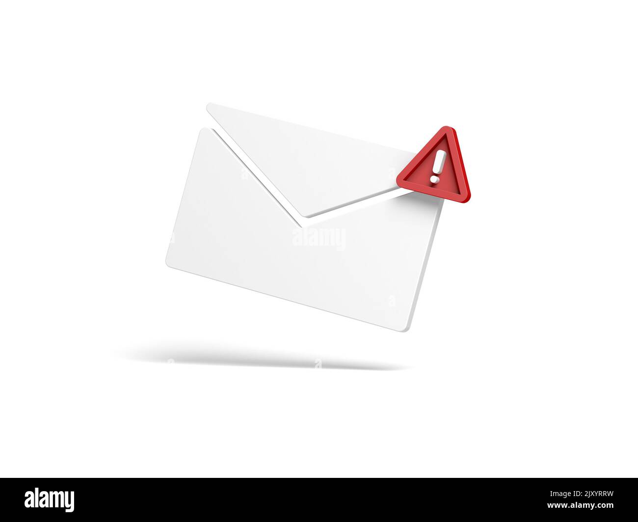 Icône courrier isolé sur fond blanc. E-mail E-mail. Problème. Panneau d'avertissement. 3d illustration. Banque D'Images