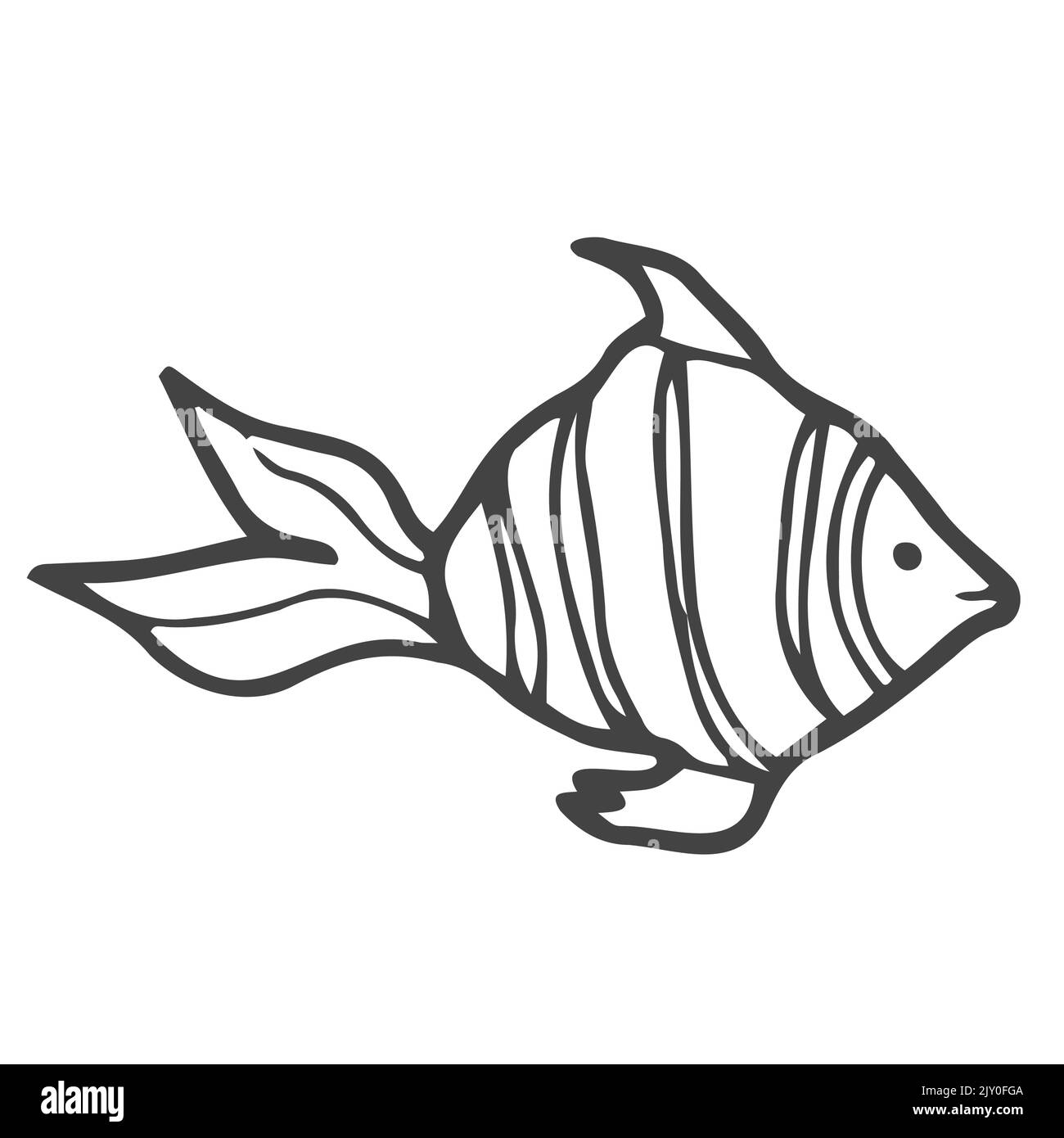 Joli dessin vectoriel de poissons. Illustration décorative de poissons exotiques. Illustration de Vecteur