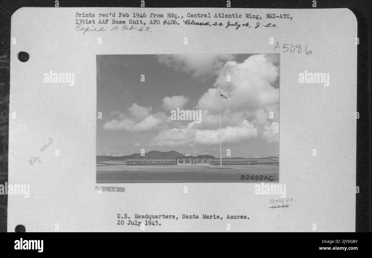 Siège des États-Unis, 20 juillet 1945, Santa Maria Açores. Banque D'Images