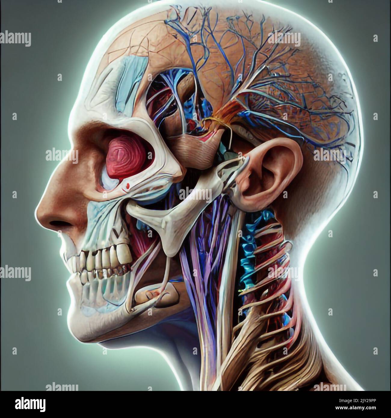 Illustration médicale d'une tête humaine Banque D'Images