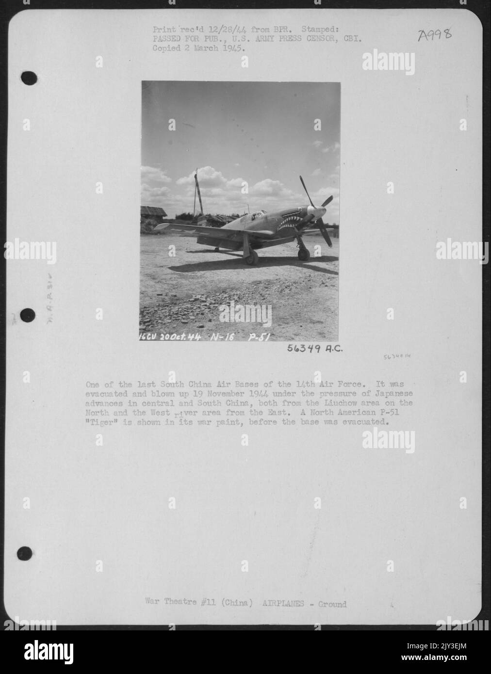 L'une des dernières bases aériennes de la Chine méridionale de l'armée de l'air de 14th. Il a été évacué et a explosé le 19 novembre 1944 sous la pression des avances japonaises en Chine centrale et du Sud, à la fois de la région de Liuchow sur le Nord et de la région du fleuve Ouest Banque D'Images