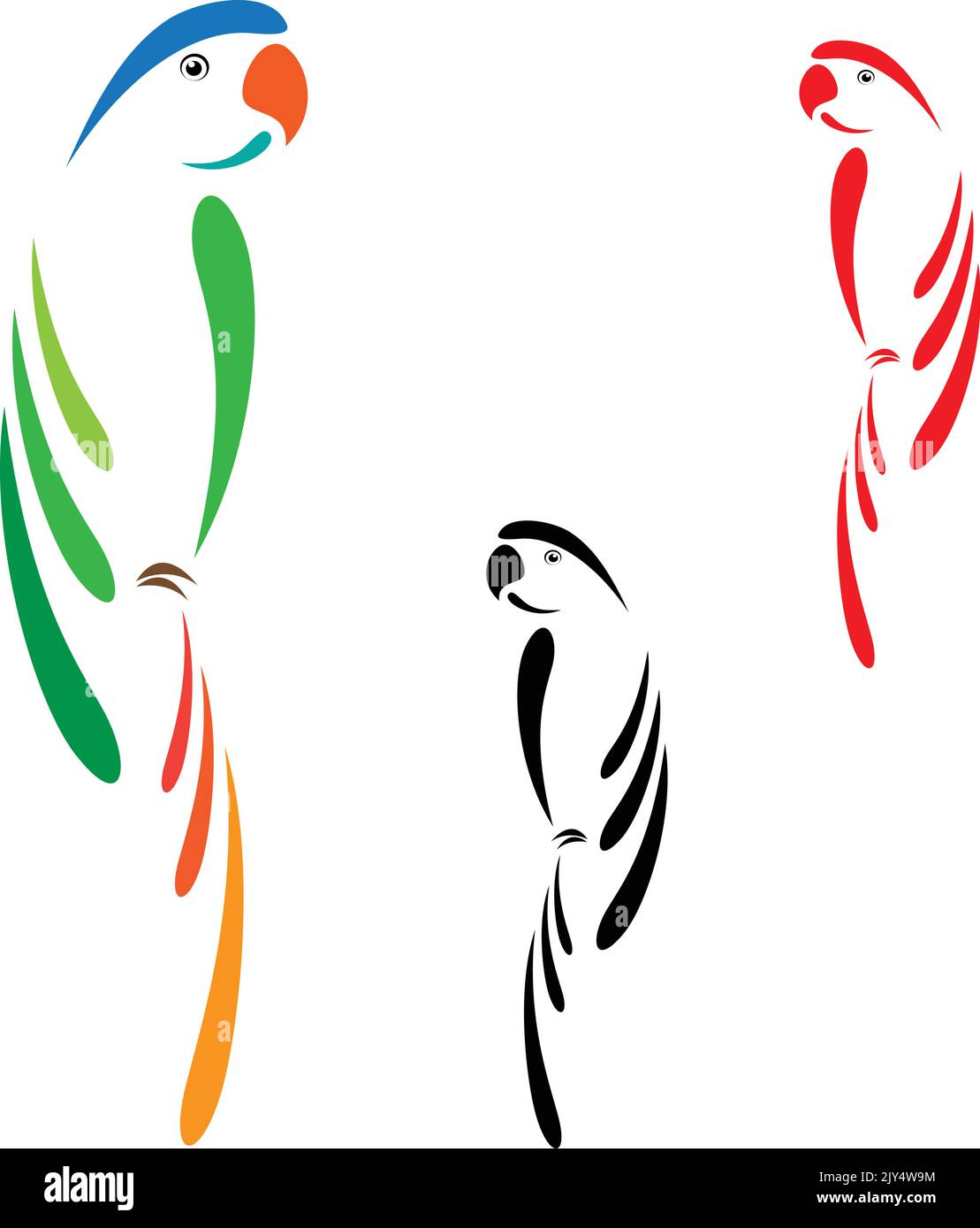 Vecteur de perroquet sur fond blanc. Animaux de compagnie. Illustration vectorielle superposée facile à modifier. Animaux sauvages. Illustration de Vecteur