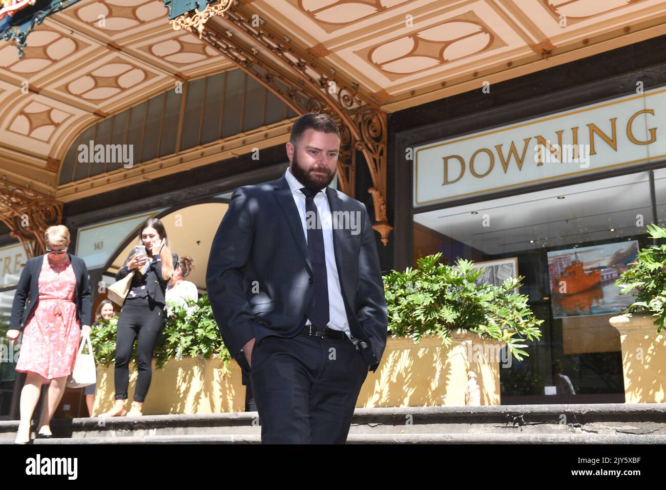 Craig Norman Williamson, agent de police de Nouvelle-Galles du Sud, au tribunal local du Downing Centre, à Sydney, mercredi, 24 septembre 2019. Williamson est accusé d'avoir agressé la femme transgenre Anya Bradford alors qu'elle était en garde à vue au poste de police de Surry Hills. (AAP image/Dean Lewins) PAS D'ARCHIVAGE ** USAGE STRICTEMENT ÉDITORIAL SEULEMENT ** Banque D'Images