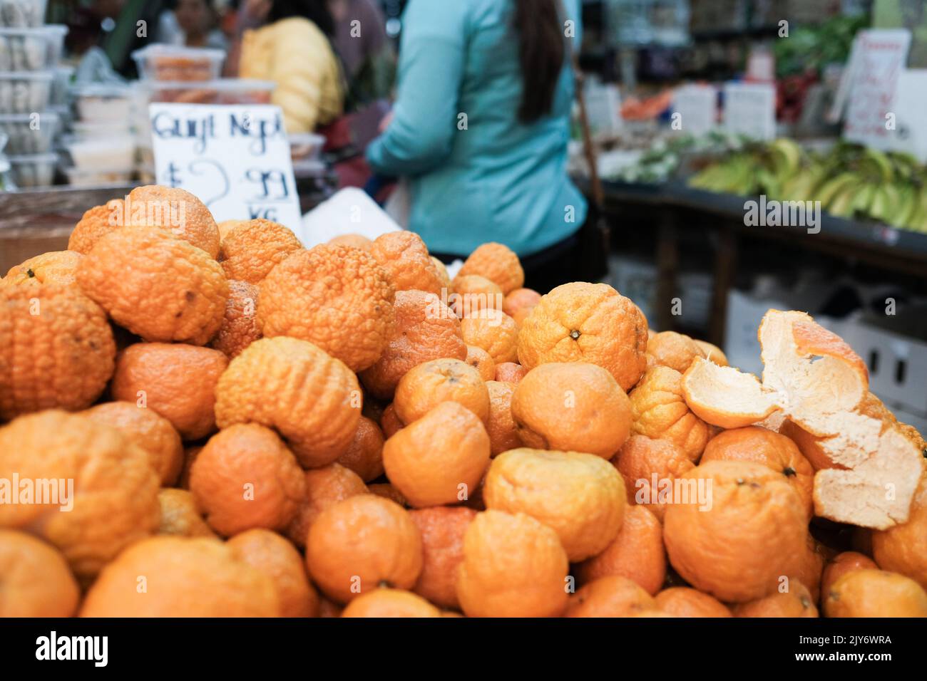 Mandarins à vendre chez un épicier vietnamien à Cabramatta — Sydney, Australie Banque D'Images