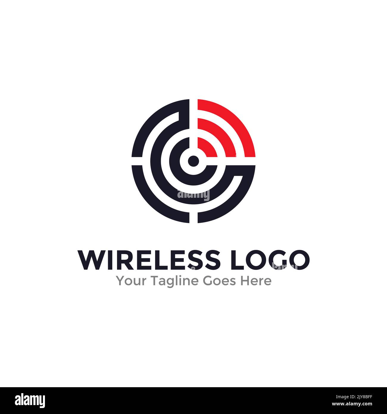 Modèle de logo Wireless signal. Logo Wi-Fi, vecteur d'icône d'ondes radio. Illustration de Vecteur