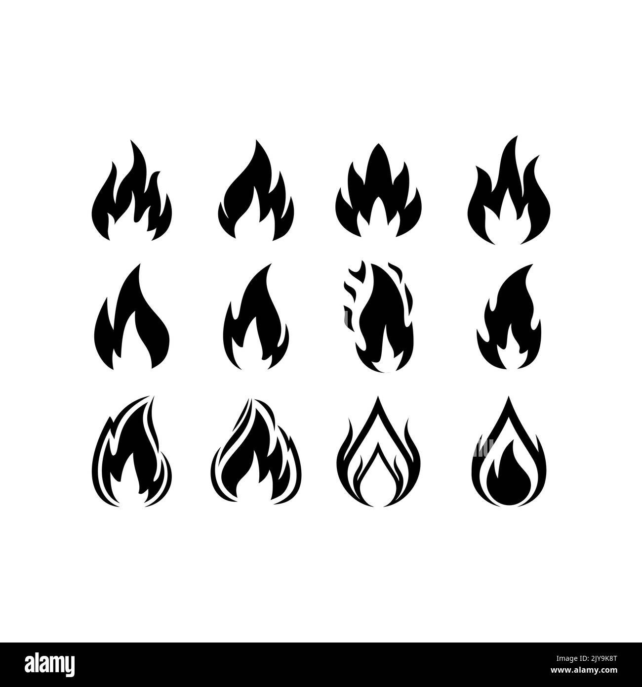 Ensemble de scénario de logo Fire, icône, symbole, modèle d'illustration. Isolé sur fond blanc. Illustration de Vecteur