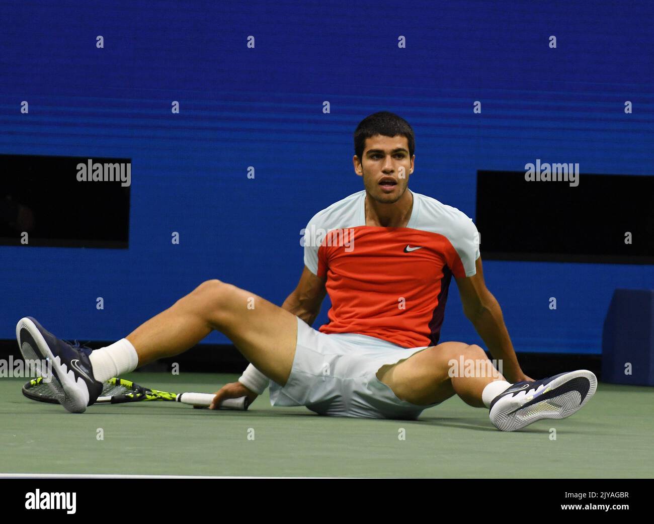 New York, GBR. 07th septembre 2022. New York Flushing Meadows US Open Day 10 07/09/2022 Carlos Alcaraz (ESP) quart final match Credit: Roger Parker/Alay Live News Banque D'Images