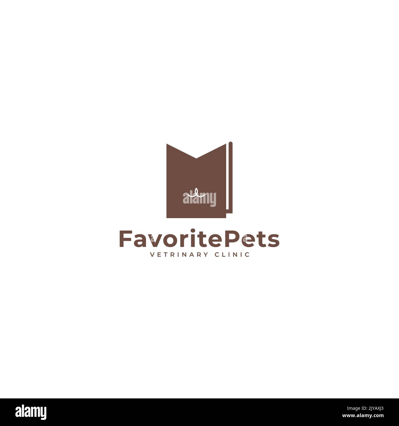 Logo de chat abstrait et icône favorite. Logo de la clinique PET. Logo vétérinaire. Format vectoriel. Illustration de Vecteur