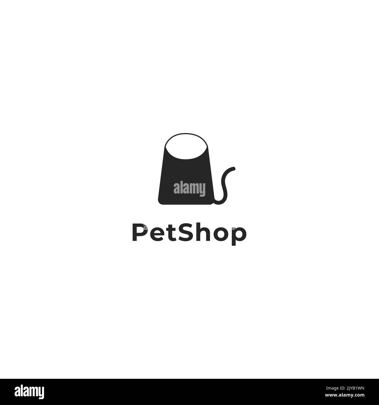 Logo simple d'un sac et d'un chat noir. Logo de chat abstrait. Logo de la boutique d'animaux. Logo PET. Illustration de Vecteur