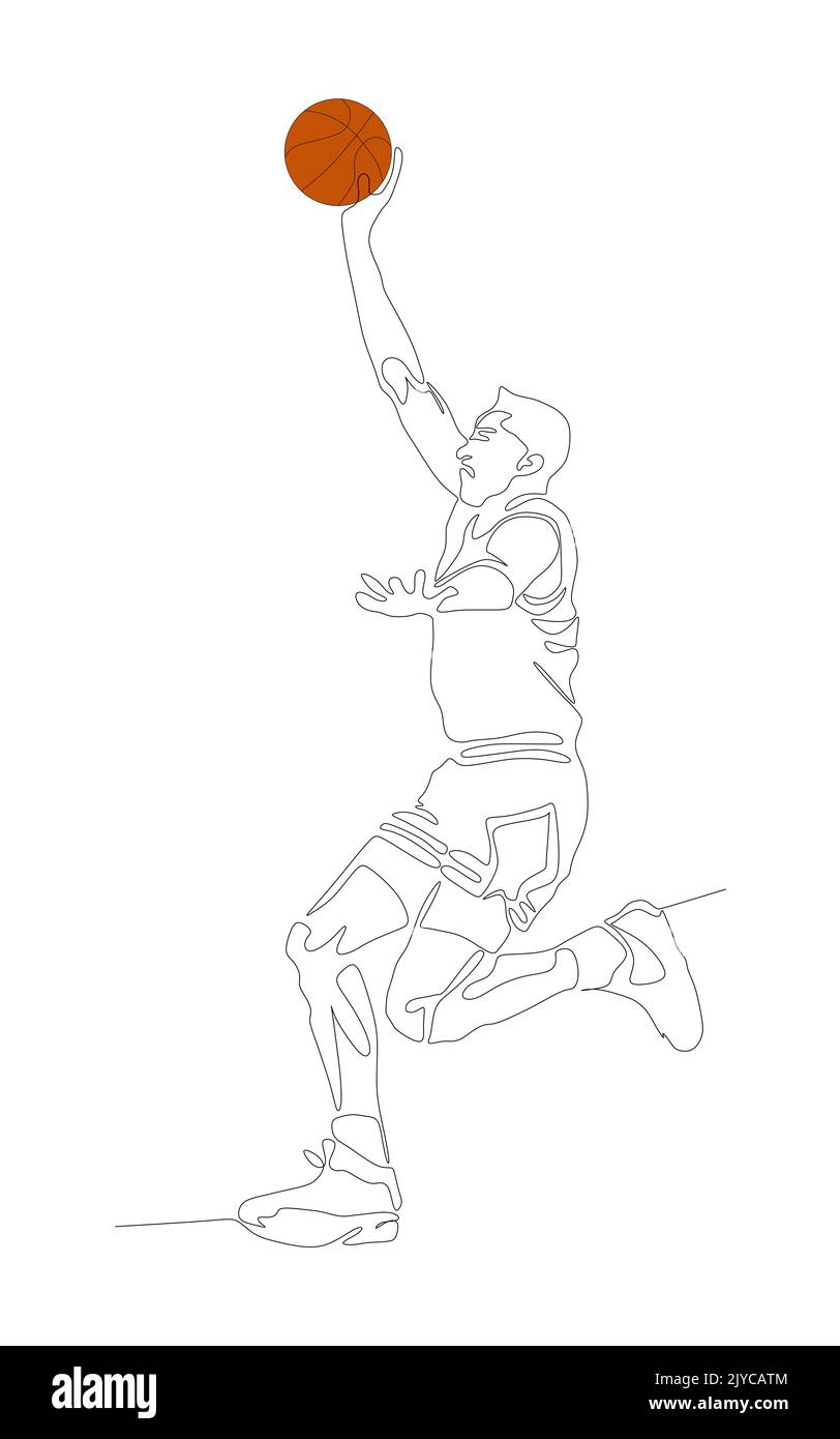 Dessin en ligne continue du vecteur du joueur de basket-ball Illustration de Vecteur